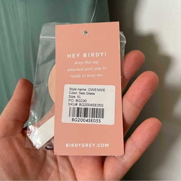 NEW Birdy Grey Gwennie Chiffon Bridesmaid Maxi Dress Sea Glass w/Slit Size XL - Picture 4 of 7